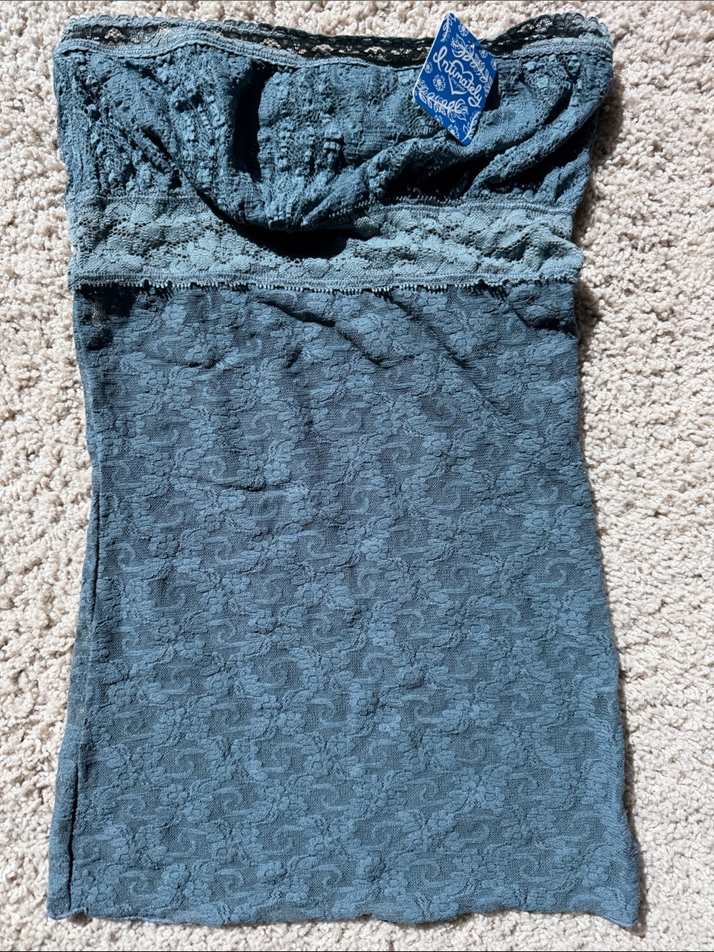 Free People Lace Strapless Camisole in Teal Blue